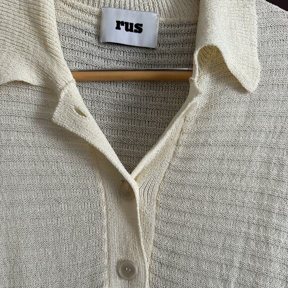RUS the Brand | Jisho Polo Sweater Oversized | Eggshell | Size Small - Picture 3 of 6
